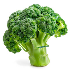 Wall Mural - 1 vivid green broccoli in pure white background