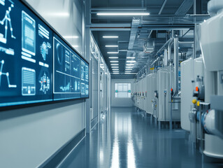 Poster - A modern factory showcasing smart water management system with advanced technology and sleek design. environment is clean and efficient, highlighting innovation in industrial processes