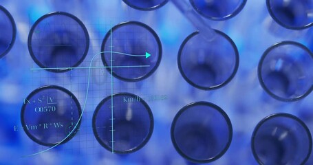 Poster - Animation of scientific data processing over test tubes in laboratory