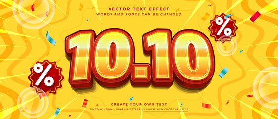 Fototapete - October 10 text effect on yellow color background, discount promotion vector graphic style
