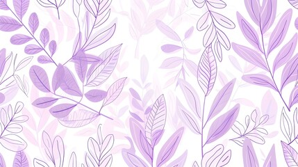 Wall Mural - Elegant Lavender Leaves and Floral Botanical Background Pattern