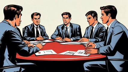 Poster - Business Team Strategizing at a Conference Table Generative AI