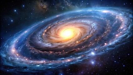 Wall Mural - Spiral galaxy surrounded by glowing stars in deep space, galaxy, spiral, deep space, astronomical, stars