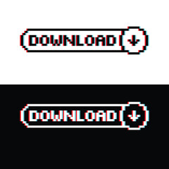 Poster - glitch download button 8 bit text download Pixel art 8-bit for game