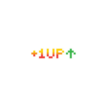 level up button 8 bit text level up Pixel art 8-bit for game you win