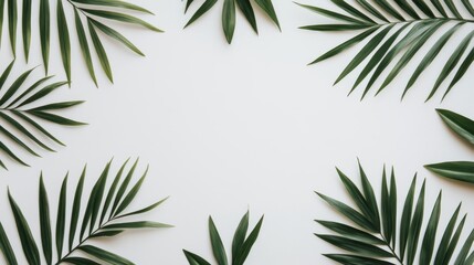 Exotic palm tree leaves in summer on a transparent background.