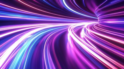 Poster - A defocused neon glow overlaid with light flares. Dark abstract background with blurred ultraviolet magenta pink purple blue color radiances.
