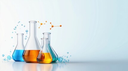 Wall Mural - Laboratory beakers with colorful chemicals