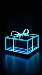 Wall Mural - holographic neon gift box set black background makes perfect present weddings birthdays seasonal celebrations