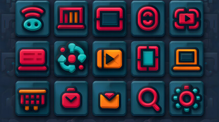 Set Web Development Glyph Mini Illustrations