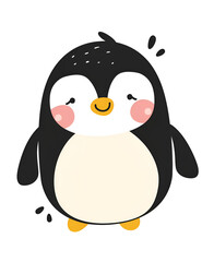 Wall Mural - cute cartoon penguin vector illustration on a white background, generative ai