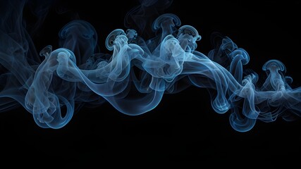 Wall Mural - Blue smoke on black background isolated Generative AI