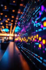 Aufkleber - Abstract image of a financial trading screen with colorful data graphs, representing stock market analysis and investment insights.