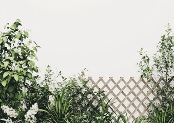 Poster - Creating a lush natural frame from green leaves
