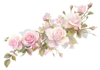 Canvas Print - PNG Elegant watercolor pink roses