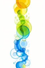 Poster - abstract design with intertwined colorful bubbles, swirls, and sparkles on white background