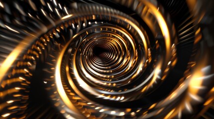 Wall Mural - a gold and black vortex on black background