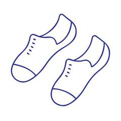 Wall Mural - Blue outline of shoes, minimalist design, casual footwear
