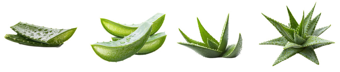 Poster - Water droplets on aloe vera leaves, cut out