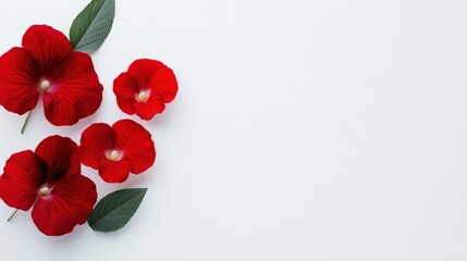 Sticker - Red Flowers on White Background