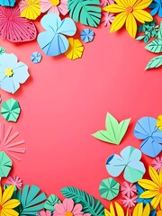 Wall Mural - Paper Flowers and Leaves