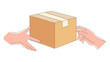 © Kovalova Ivanna - Hand carrying delivery box vector flat design