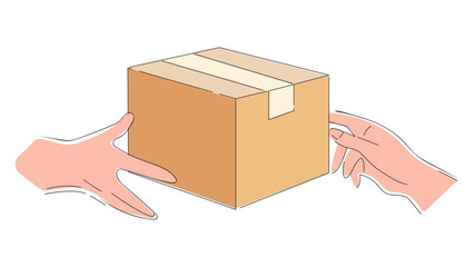 Hand carrying delivery box vector flat design