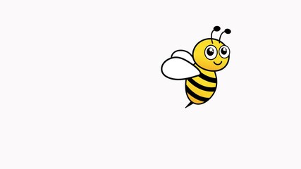 Sticker - Cute friendly bee animation. Happy flying bee with big kind eyes animated video. Insect character.