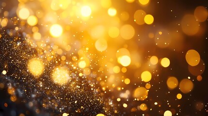 Wall Mural - Shiny and sparkling Christmas bokeh confetti texture for your designs. Festive sparkling gold dust.