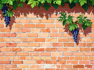 Wall Mural - Brick Wall with Grapes