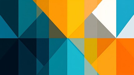 Poster - Symmetrical geometric patterns with interlocking triangles and lines giving the illusion of continuous motion enhanced by gradient hues Large space for text in center Stock Photo with copy space