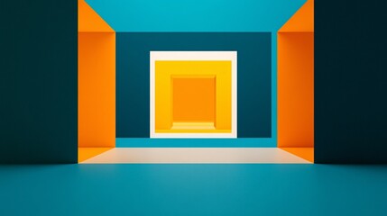 Aufkleber - 3D geometric shapes layered and arranged to create a sense of depth with shadow effects adding realism and complexity Perfect for architectural visuals Large space for text in center Stock Photo with