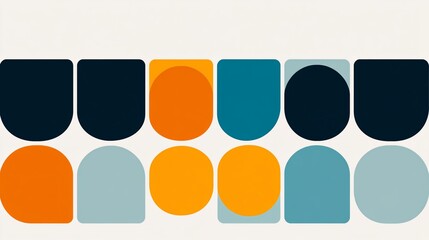Poster - Retro-inspired geometric pattern featuring bold circles and lines in vibrant retro colors creating a nostalgic yet fresh design Large space for text in center Stock Photo with copy space