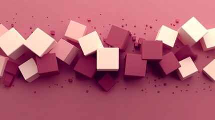 Aufkleber - Dynamic 3D geometric design with abstract cubes and pyramids Layered and casting shadows to create a sense of depth and futuristic appeal Large space for text in center Stock Photo with copy space