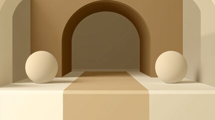 Aufkleber - 3D geometric forms such as cubes and spheres layered in dynamic arrangements Deep shadows create depth and futuristic appeal Large space for text in center Stock Photo with copy space