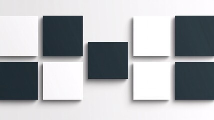 Aufkleber - Minimalist monochrome geometry design featuring black and white squares rectangles and circles with clean lines and sharp contrast Large space for text in center Stock Photo with copy space