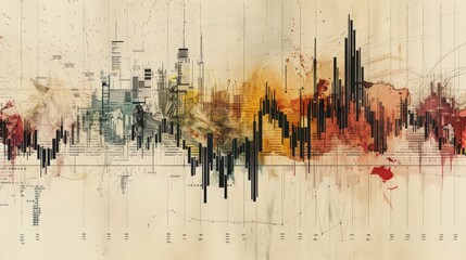 Poster - a stock chart showing the correlation between commodity prices and stock market performance.