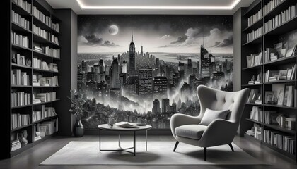 Photo interior modern design room 3d illustration;