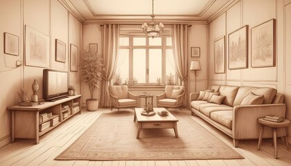 Photo interior modern design room 3d illustration;