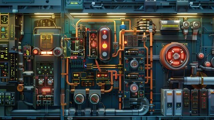 Poster - cross-section of a robot's power supply system, depicting how it manages energy distribution and sto