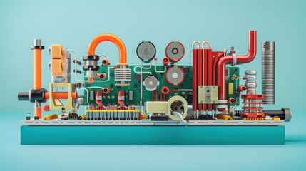 Poster - Cross-section of a series-parallel circuit, depicting both series and parallel components and their combined effect on total resistance and current