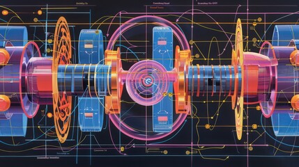 Wall Mural - Cross-section of a series resonant circuit, illustrating the interaction between inductors and capacitors to create resonance at a specific frequency.