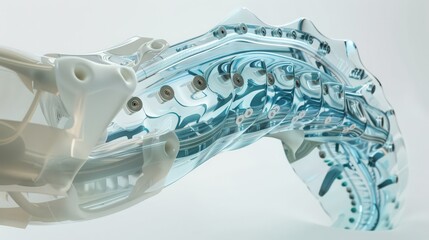 Poster - Cross-section of a soft robotics system, highlighting its flexible materials and design for tasks requiring gentle manipulation of delicate objects.