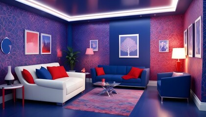 Photo interior modern design room 3d illustration;