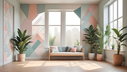 Photo interior modern design room 3d illustration;