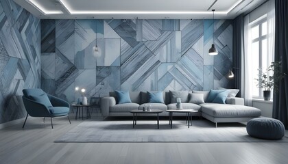 Photo interior modern design room 3d illustration;