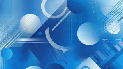 Poster - A modern abstract background with varying shades of blue gradients and circular geometric shapes scattered throughout.