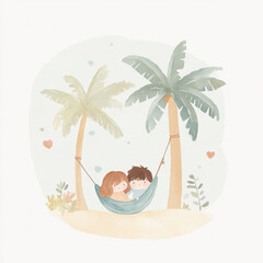 Poster - Couple in Hammock.