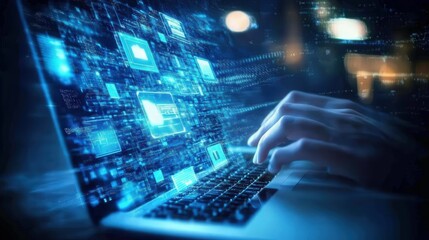 Poster - Cyber protection is achieved as a user utilizes mobile and laptop devices with advanced data encryption and privacy security