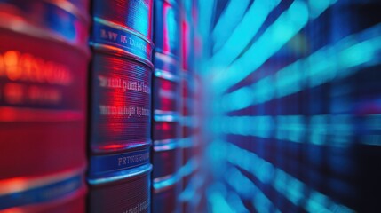 Wall Mural - Books in Neon Light